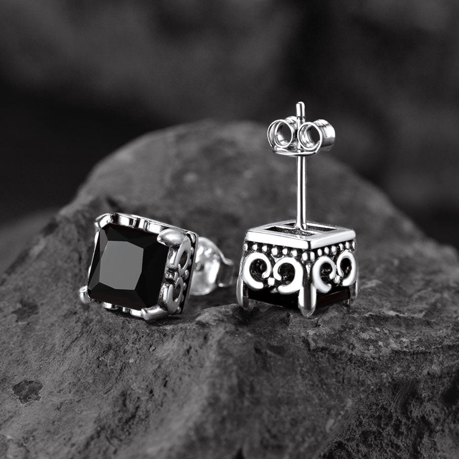 Celtic Diamond Stud Earrings in Sterling Silver for