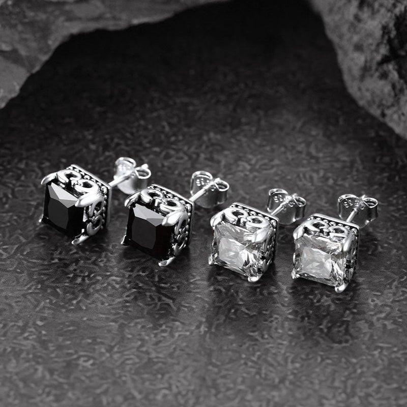 Celtic Diamond Stud Earrings in Sterling Silver for