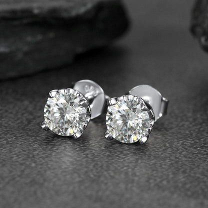 1ct Moissanite Round Cut Diamond Stud Earrings for in 925 Sterling Silver