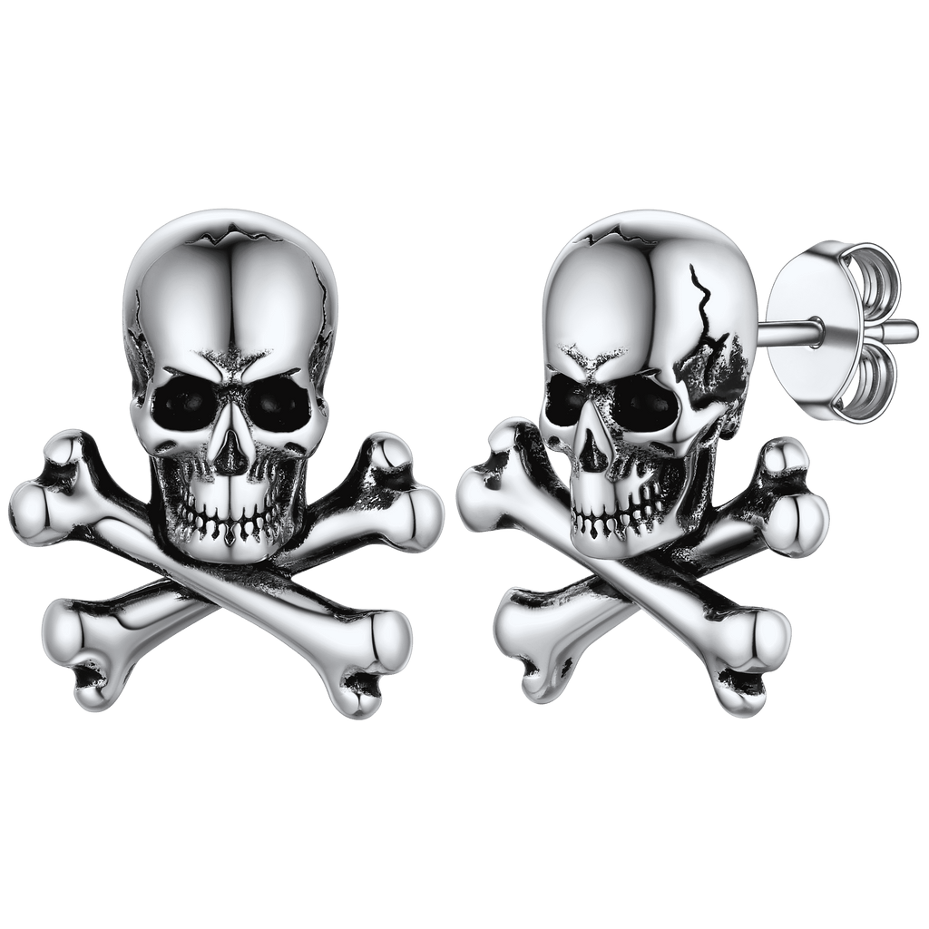 Punk Skull Crossbones Stud Earrings for