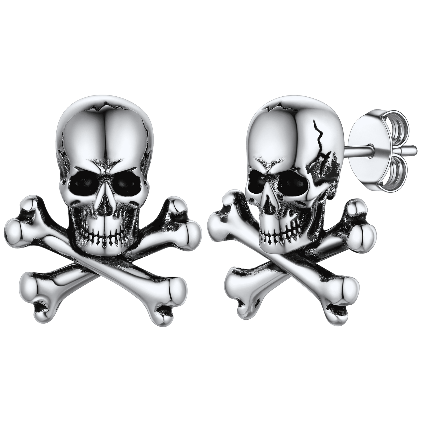 Punk Skull Crossbones Stud Earrings for