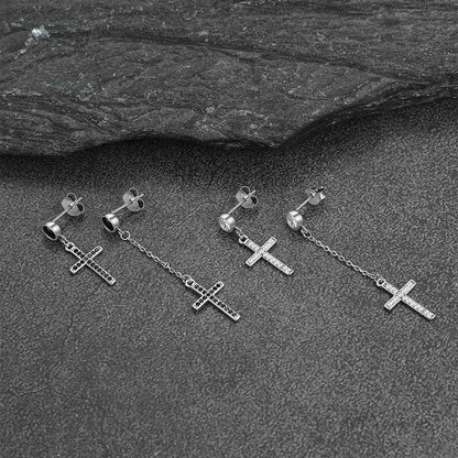 Christian Cz Hanging Dangling Cross Earrings for