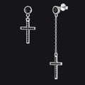 Christian Cz Hanging Dangling Cross Earrings for
