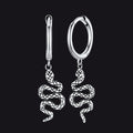 Sterling Silver Snake Dangle Hoop Earrings for