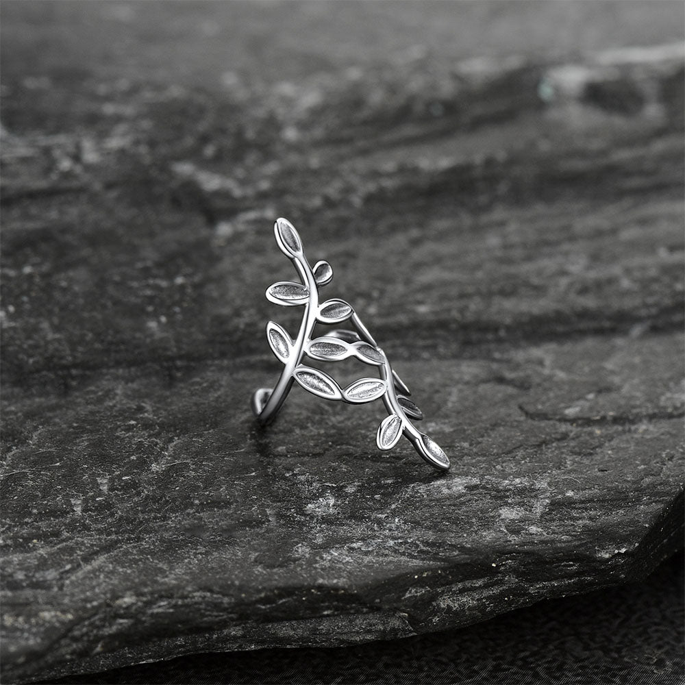 Sterling Silver Leaf Non Piercing Clip on Cartilage Ear Cuff Earrings 1pc