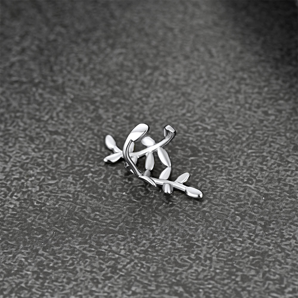 Sterling Silver Leaf Non Piercing Clip on Cartilage Ear Cuff Earrings 1pc