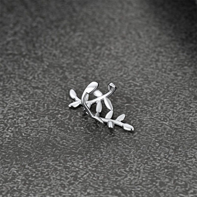 Sterling Silver Leaf Non Piercing Clip on Cartilage Ear Cuff Earrings 1pc