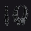 Punk Spikes and Rivets Huggie Hoop Earrings Piercing for