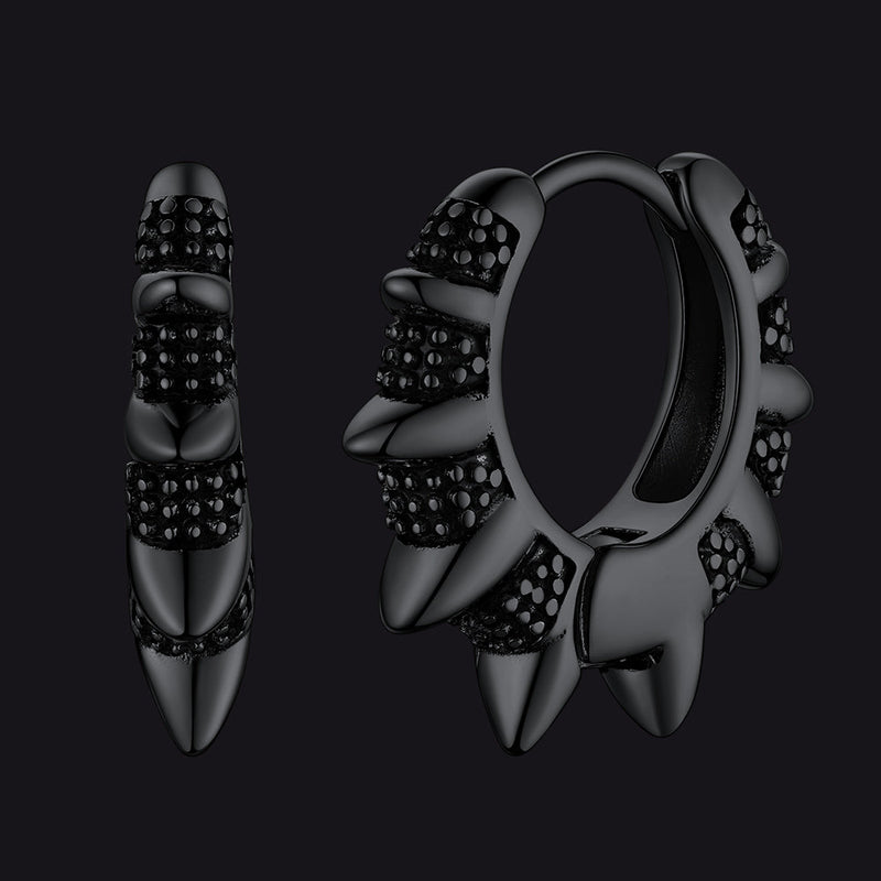 Punk Spikes and Rivets Huggie Hoop Earrings Piercing for
