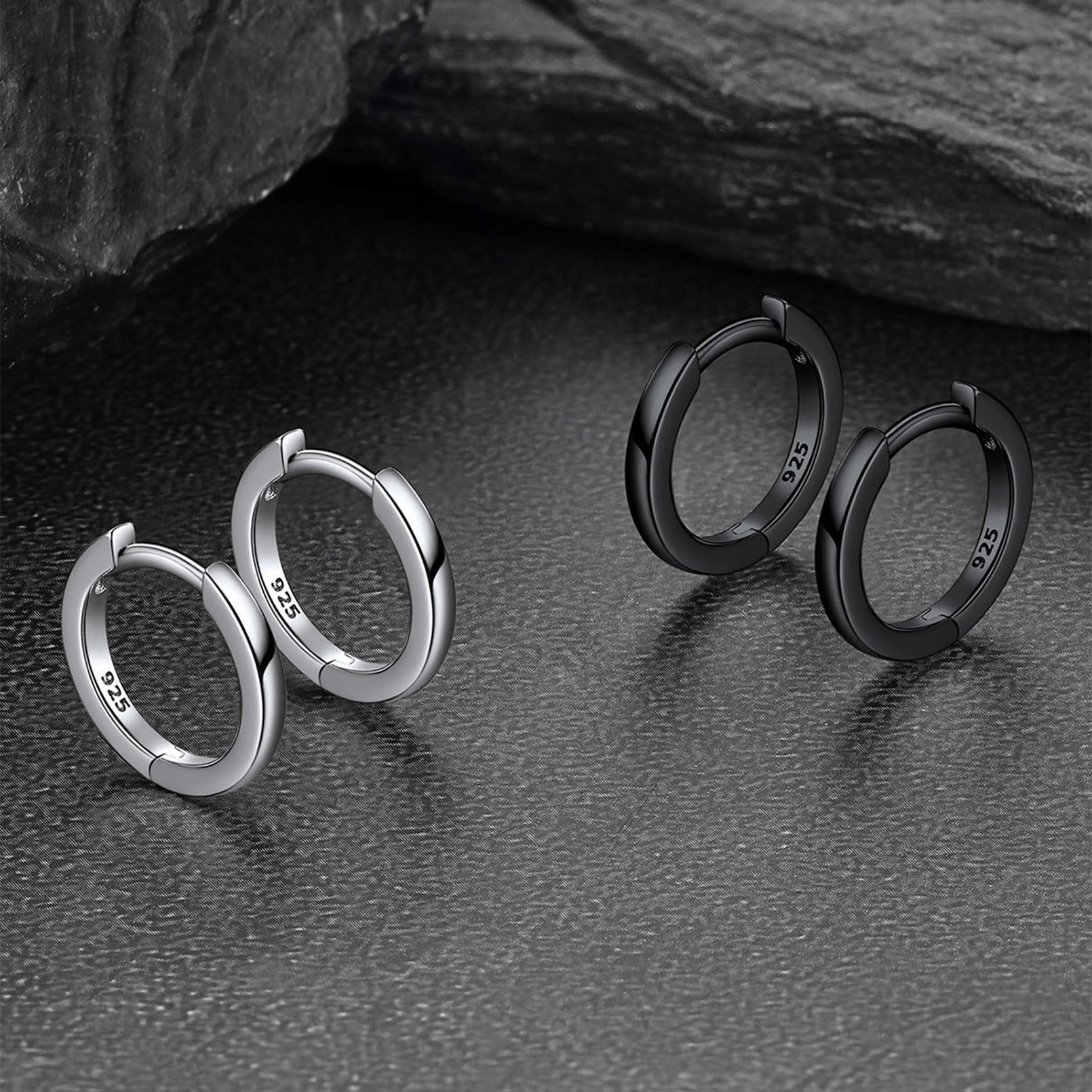 Classic Sterling Silver Huggie Hoop Earrings for