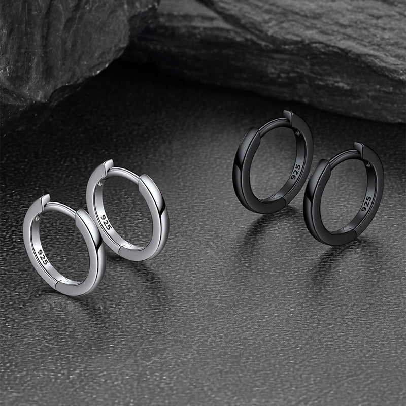 Classic Sterling Silver Huggie Hoop Earrings for