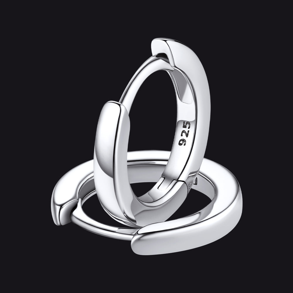Classic Sterling Silver Huggie Hoop Earrings for