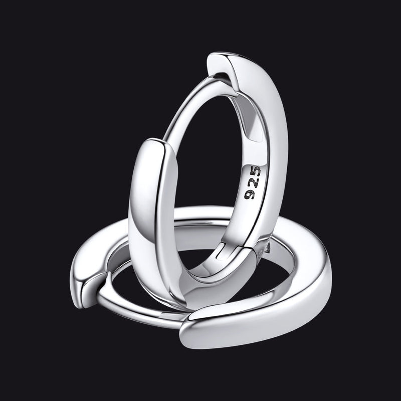 Classic Sterling Silver Huggie Hoop Earrings for