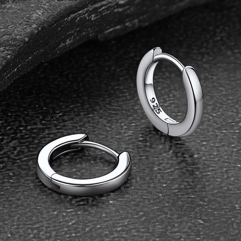 Classic Sterling Silver Huggie Hoop Earrings for