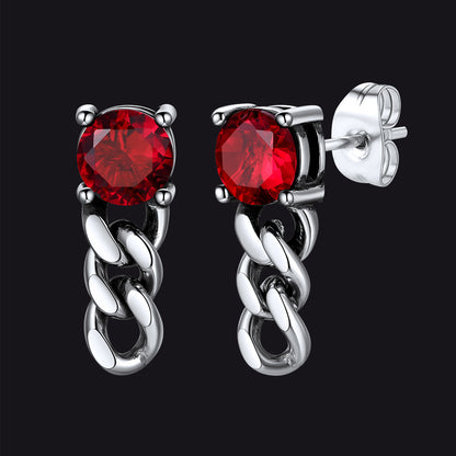 Black Cubic Zirconia Chain Link Dangle Stud Earrings for