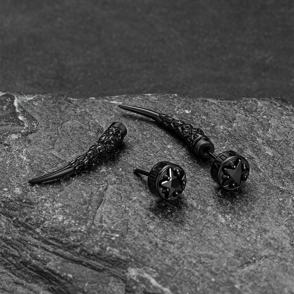 Viking Rune Fang Stud Earrings for – Nordic Star Cz Earrings