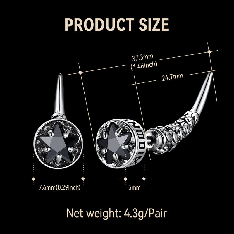 Viking Rune Fang Stud Earrings for – Nordic Star Cz Earrings