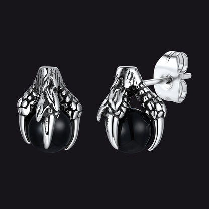 Dragon Claw Stud Earrings With Gemstone for 6mm