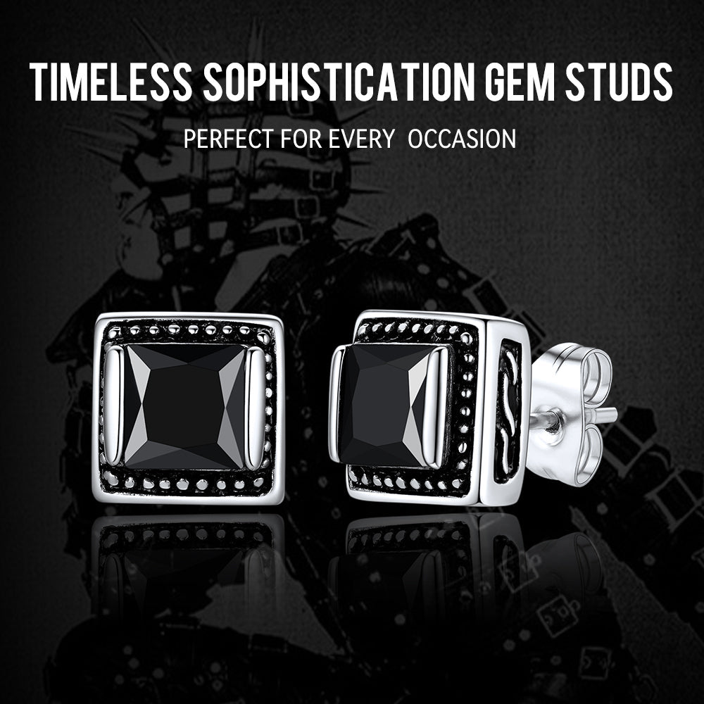 Stainless Steel Square Diamond Stud Earrings for