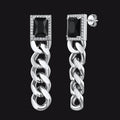 Black Cubic Zirconia Chain Drop Earrings With Gem for