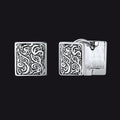 S925 Silver Tangcao Flower Square Earrings Antique for