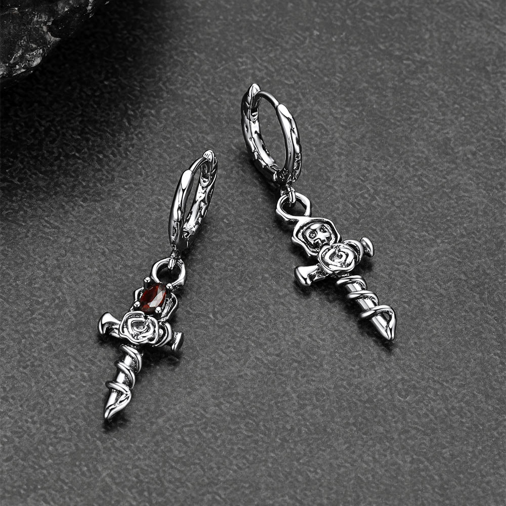 Rose Cross Drop Earrings for