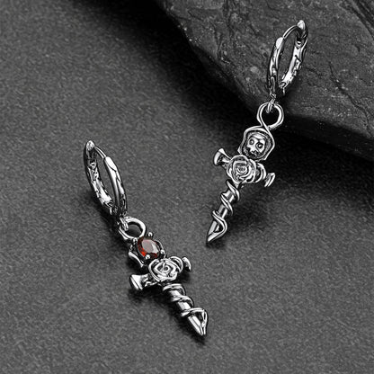 Rose Cross Drop Earrings for