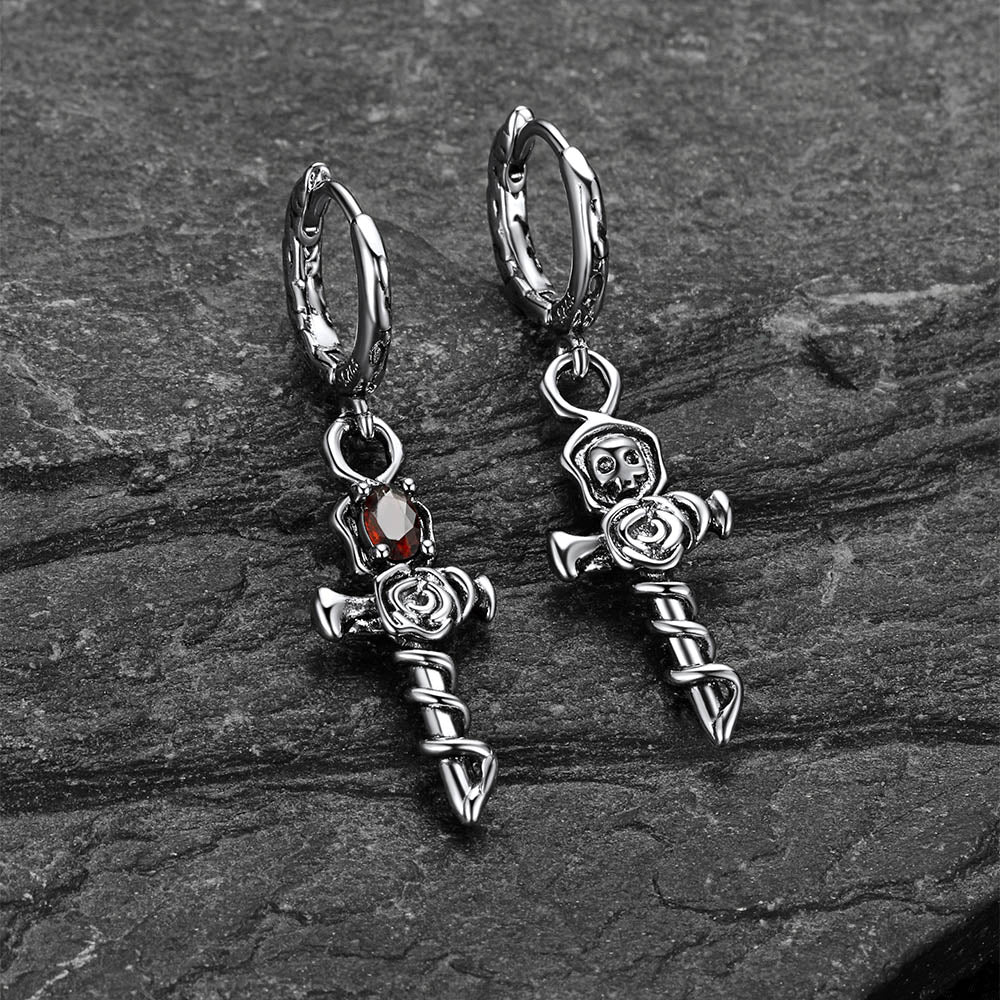 Rose Cross Drop Earrings for