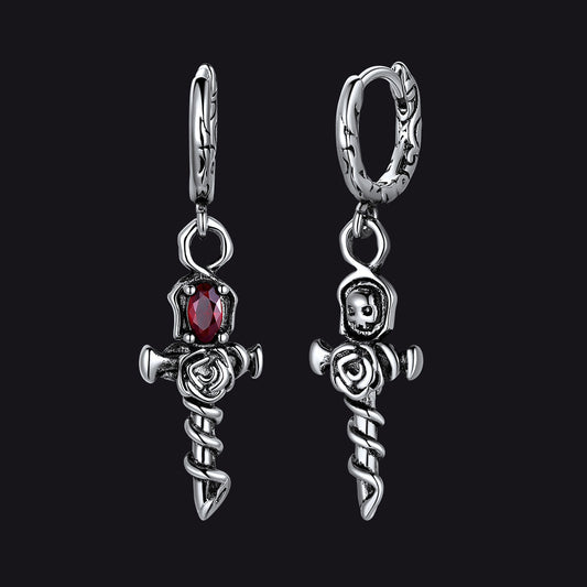 Rose Cross Drop Earrings for