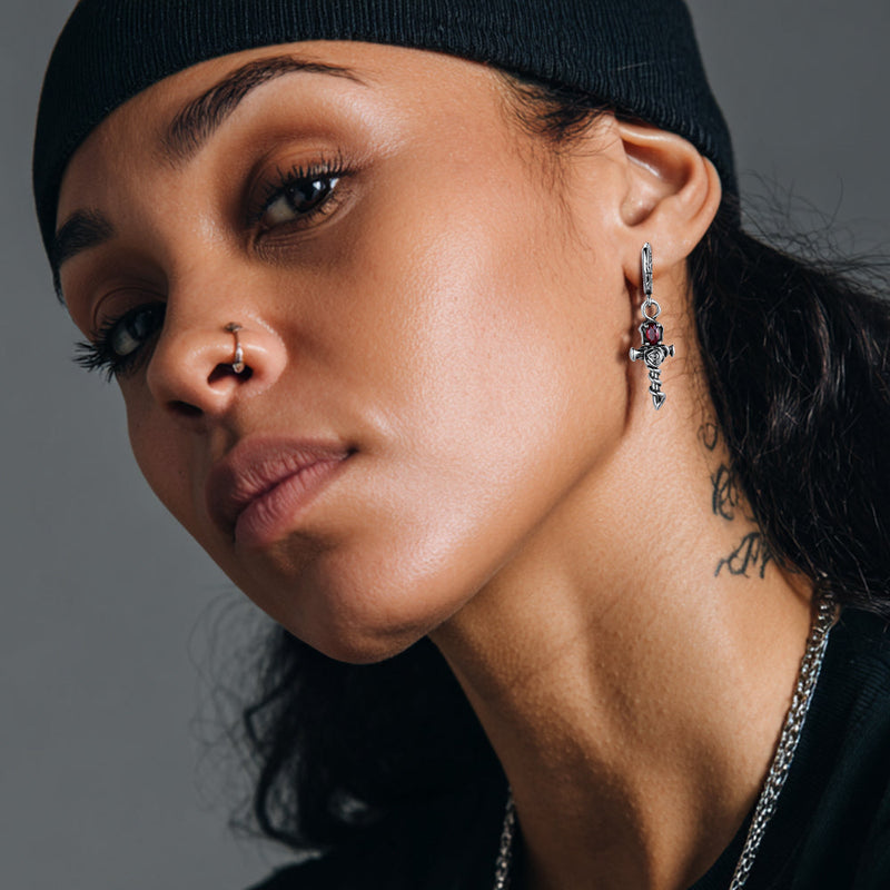 Rose Cross Drop Earrings for