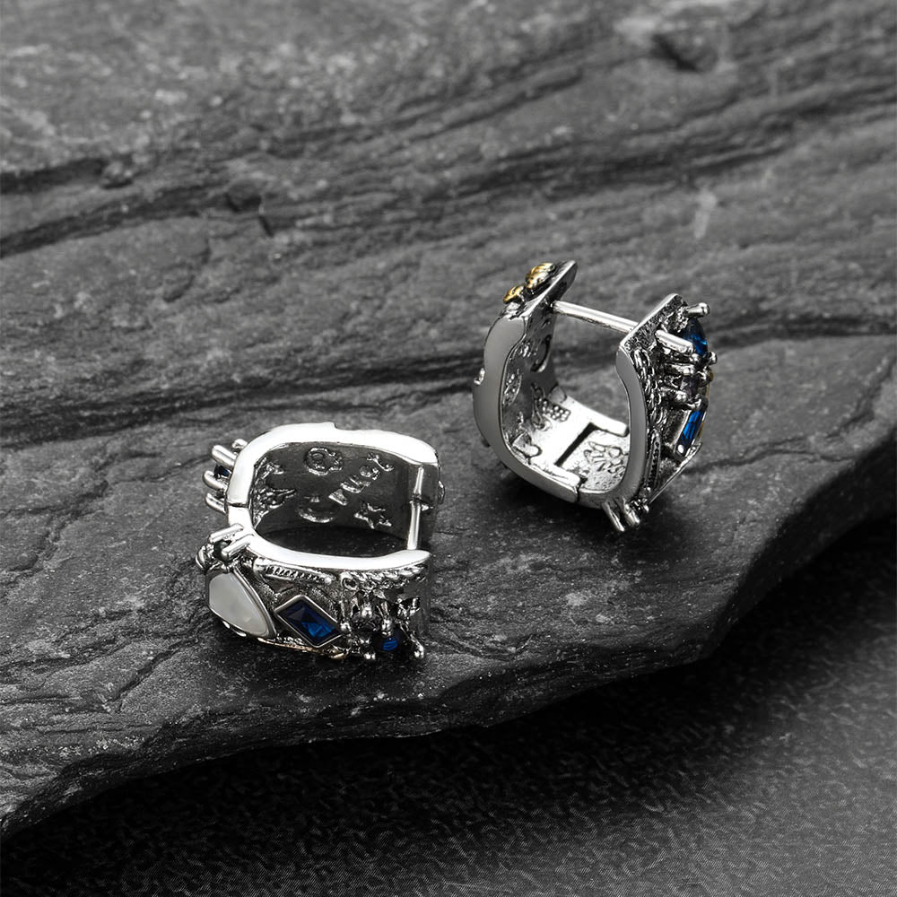 Punk Graffiti Joker Star Square Hoop Earrings With Crystals for