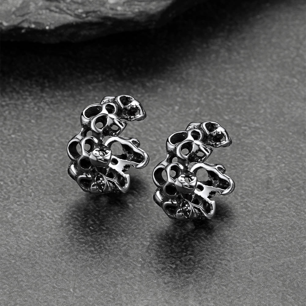 Gothic Hollow Skull Clip Ear Cuff Halloween Gift for