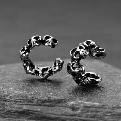 Gothic Hollow Skull Clip Ear Cuff Halloween Gift for