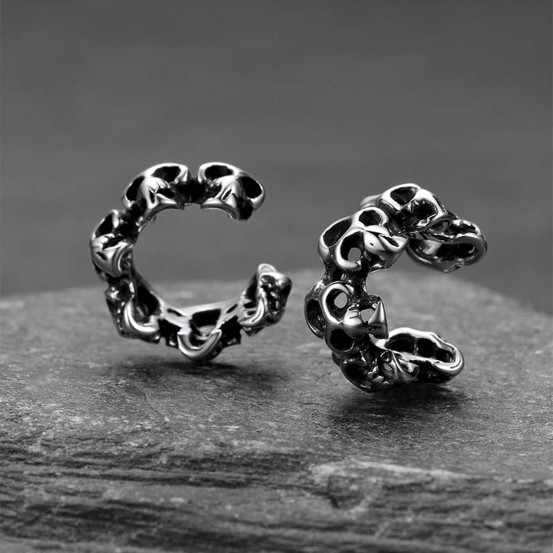 Gothic Hollow Skull Clip Ear Cuff Halloween Gift for