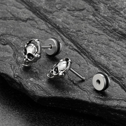 Halloween Gothic Music Skull Stud Earrings for