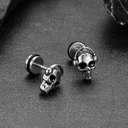 Halloween Gothic Music Skull Stud Earrings for