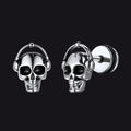 Halloween Gothic Music Skull Stud Earrings for