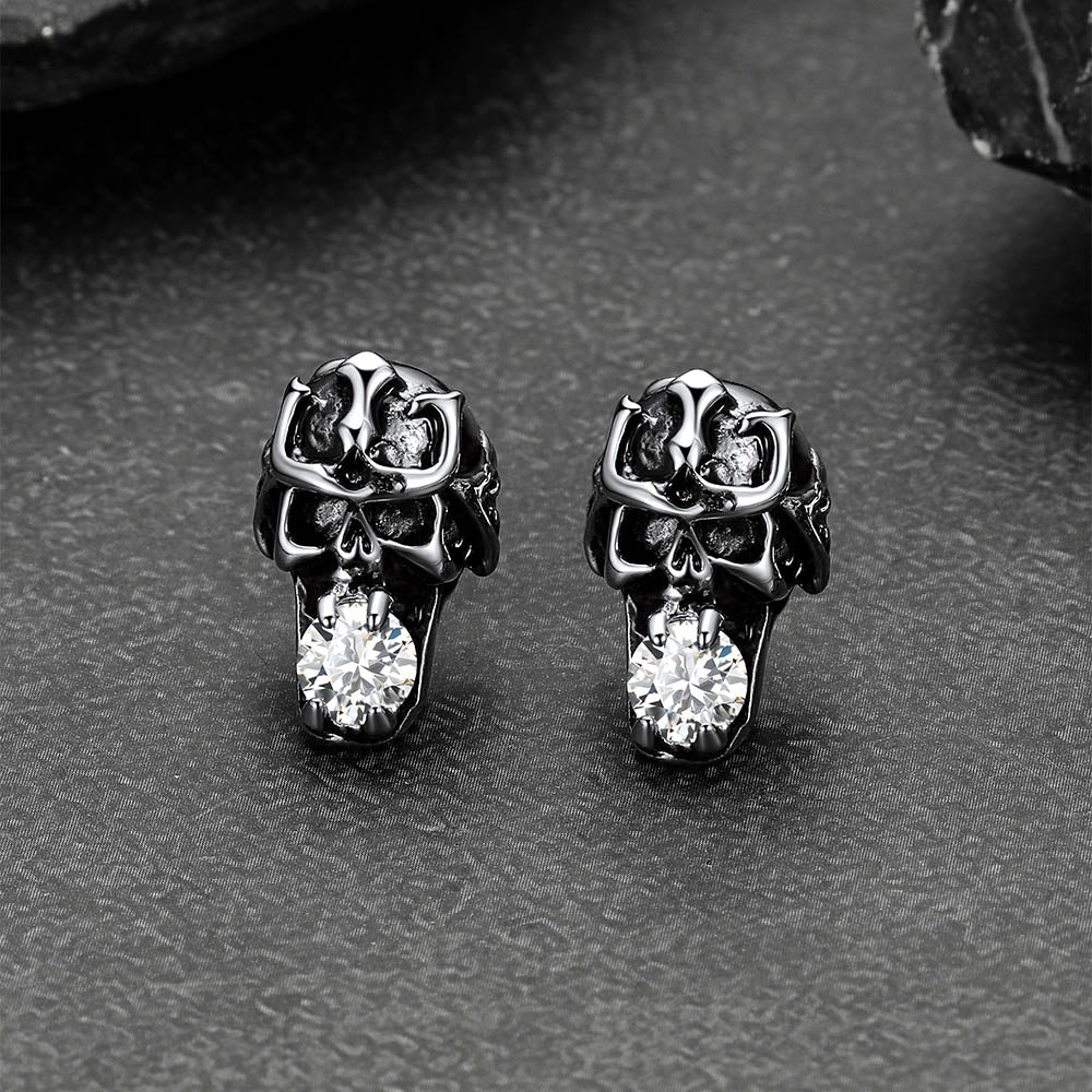 Halloween Punk Diamond Skull Earrings for in Stainless Steel