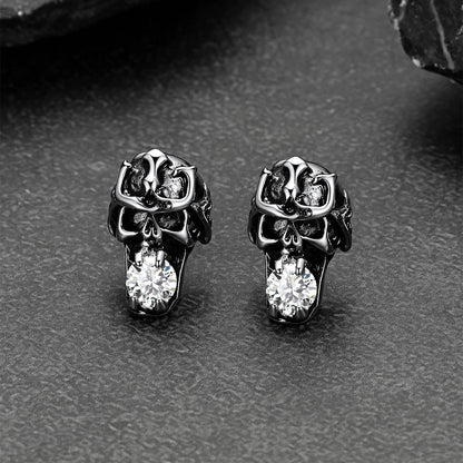 Halloween Punk Diamond Skull Earrings for in Stainless Steel