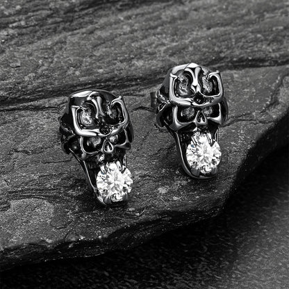 Halloween Punk Diamond Skull Earrings for in Stainless Steel