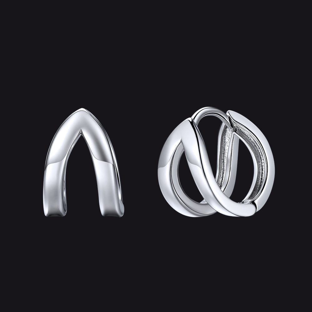 Minimalism Double Hoop Huggie Earrings for