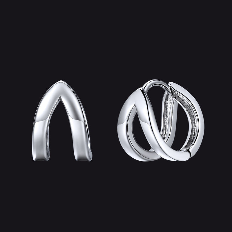 Minimalism Double Hoop Huggie Earrings for