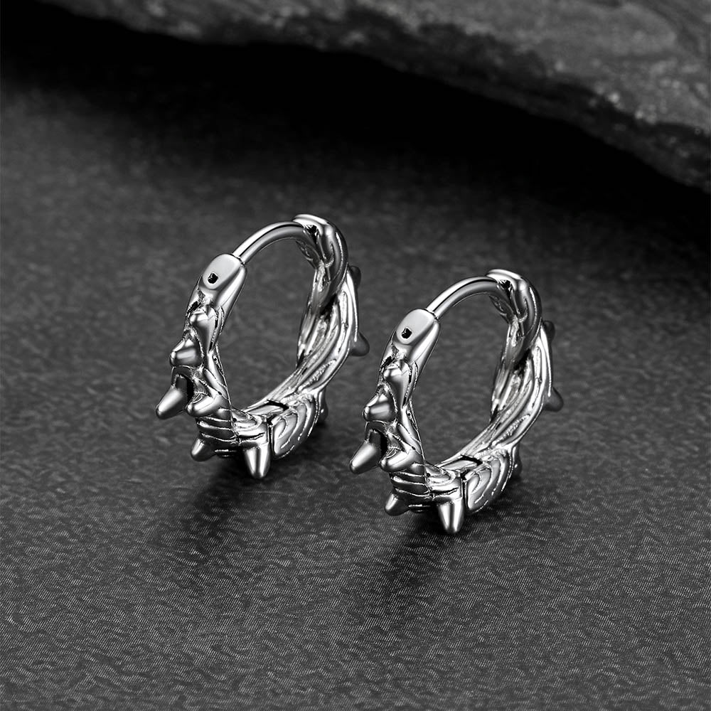 Punk Spike Thorns Huggie Hoop Earrings for