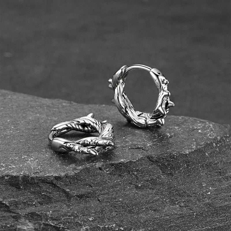 Punk Spike Thorns Huggie Hoop Earrings for