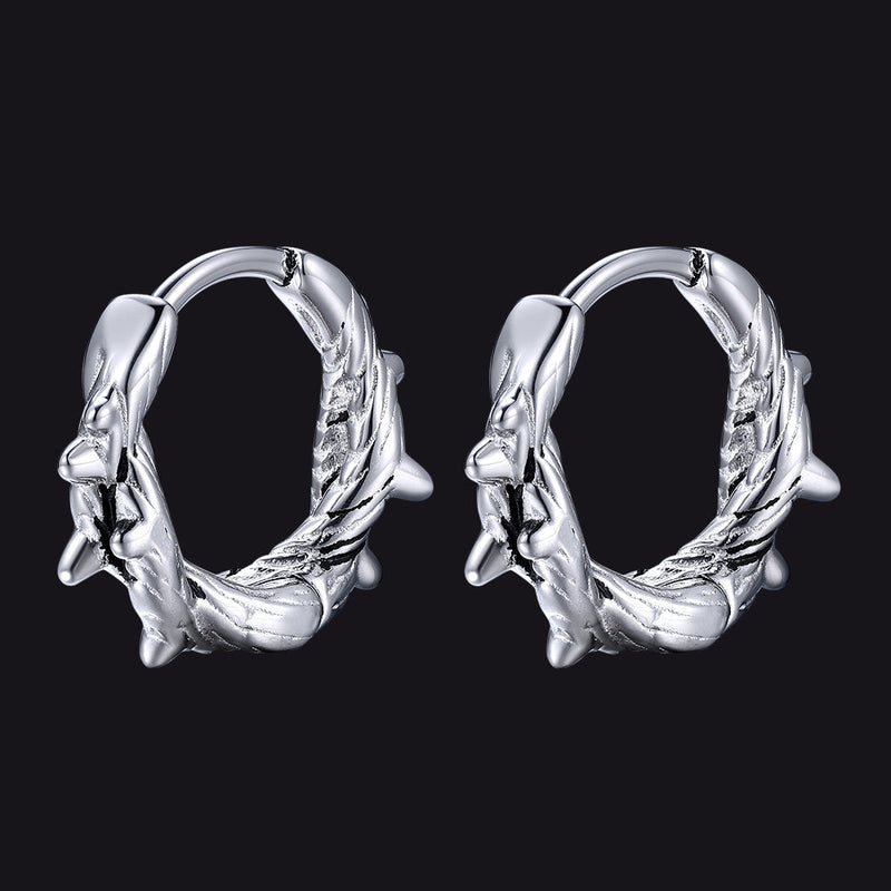 Punk Spike Thorns Huggie Hoop Earrings for