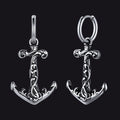Viking Anchor Hoop Drop Earrings for