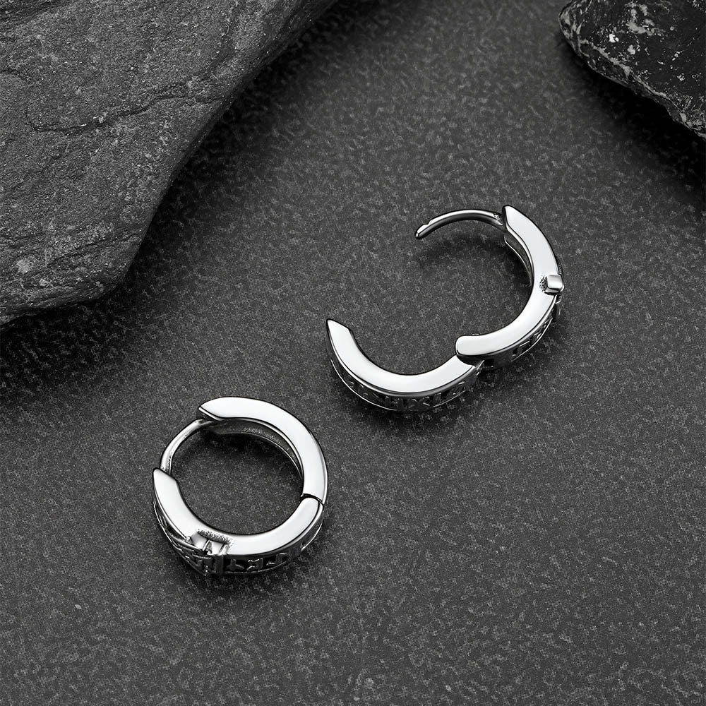 Viking Valknut Hoop Earrings With Rune for Stainless Steel