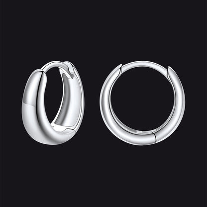 Simple Sterling Silver Thick Huggie Hoop Earrings for