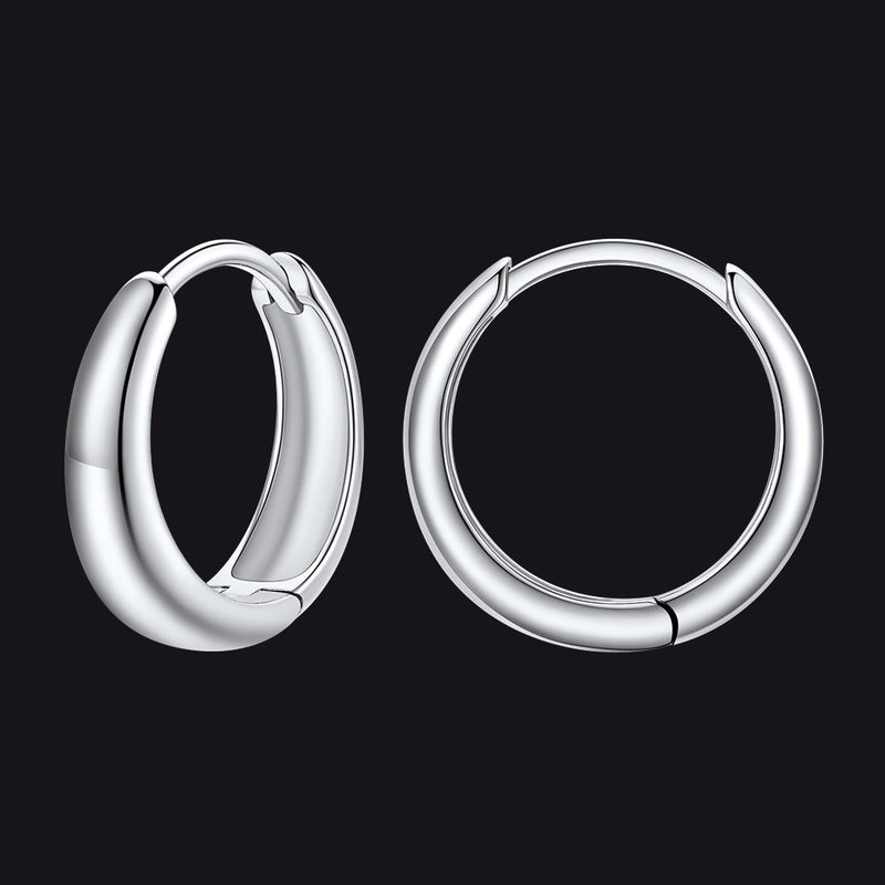 Simple Sterling Silver Thick Huggie Hoop Earrings for