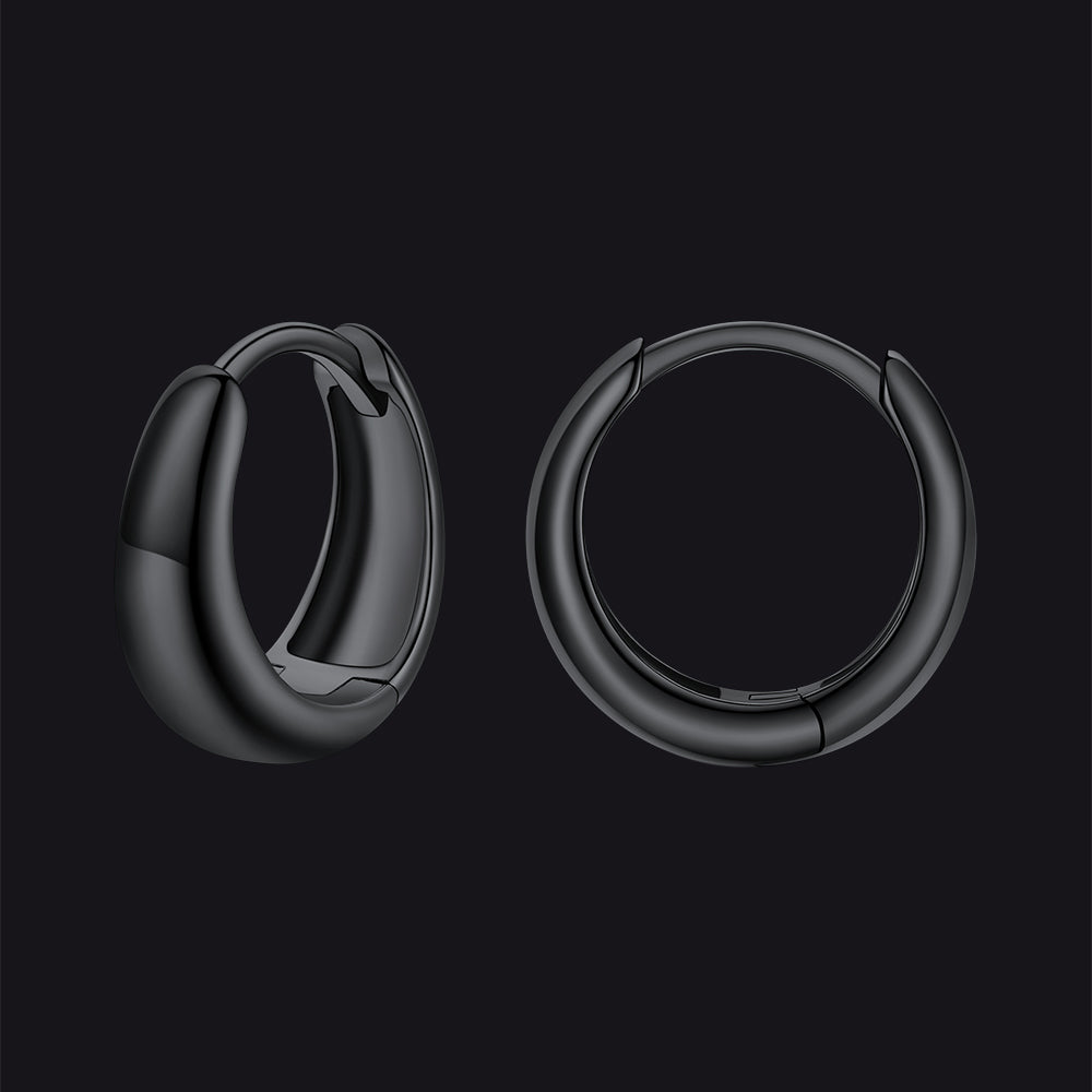 Simple Sterling Silver Thick Huggie Hoop Earrings for